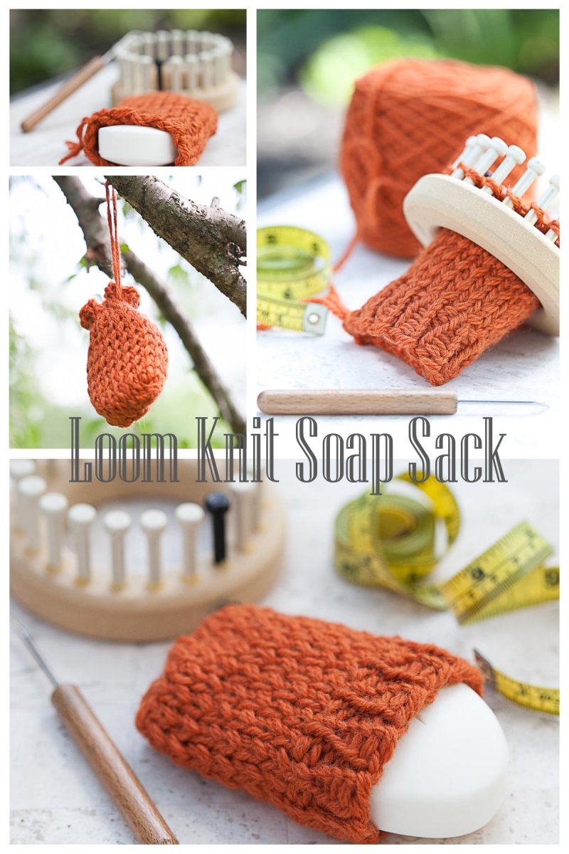wool soap sack pattern, loom knit soap sack, loom knitting patterns, free, 